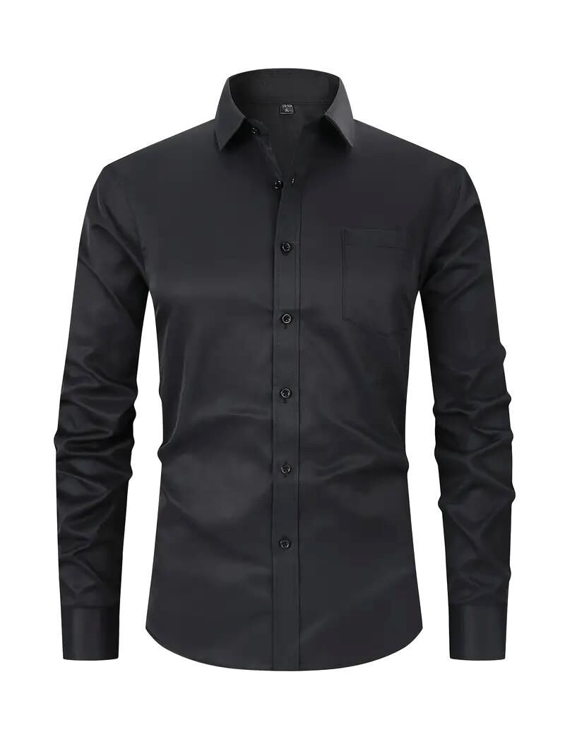 Erkek Klasik Uzun Kol Gömlek Micro BGL-ST03497 SİYAH - S