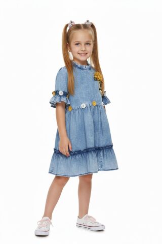Kız Çocuk Kot Elbise BGL-ST05201 MAVİ - 6 YAŞ