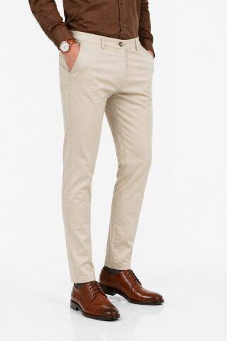Erkek Silim Fit Kanvas Pantolon Kalıp Yazlık BGL-ST05394 KREM - 30
