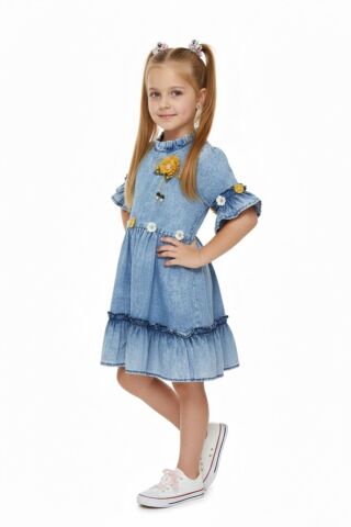 Kız Çocuk Kot Elbise BGL-ST05201 MAVİ - 7 YAŞ