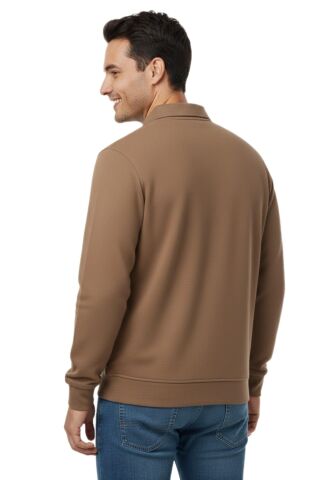 Erkek Gömlek Yaka Petek Doku Cepli Regular Fit Sweatshirt BGL-ST04956 GRİ - L