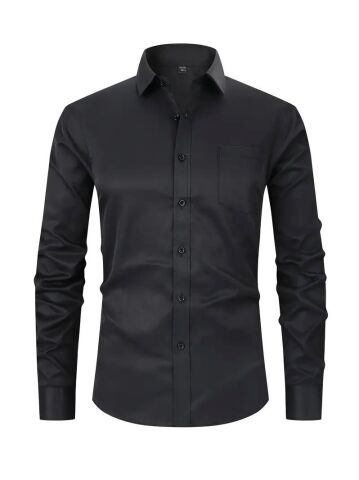 Erkek Klasik Uzun Kol Gömlek Micro BGL-ST03497 SİYAH - L