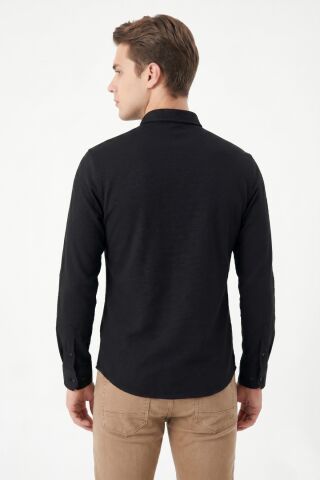 Erkek Spor Slim Fitt Uzun Kol  Gömlek BGL-ST05440 SİYAH - L