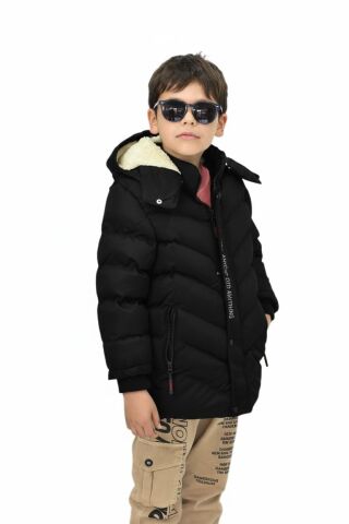 Erkek Çocuk Kapüşonlu Mont BS-0411 SİYAH - 12 YAŞ