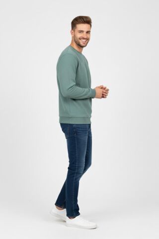 Erkek Sıfır Yaka Selanik Sweatshirt Regular Kalıp BGL-ST04870 ELMA - XL