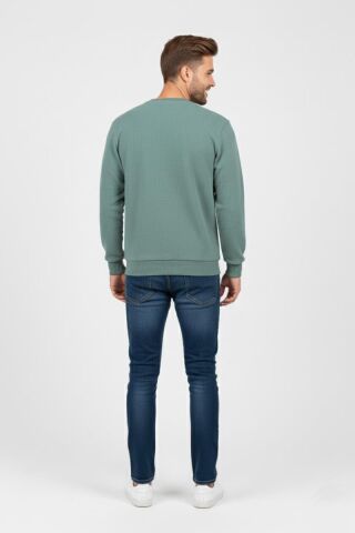Erkek Sıfır Yaka Selanik Sweatshirt Regular Kalıp BGL-ST04870 ELMA - XL