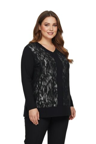 Kadın Siyah V Yaka Taşlı Bluz BGL-ST05148