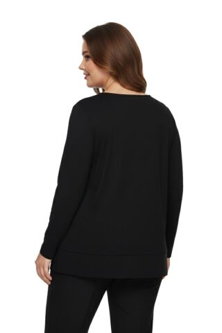 Kadın Siyah V Yaka Taşlı Bluz BGL-ST05148