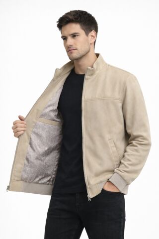 Erkek Regular Fit Mevsimlik Hakim Yaka Süet Spor Mont BGL-ST05333 TAŞ - 2XL