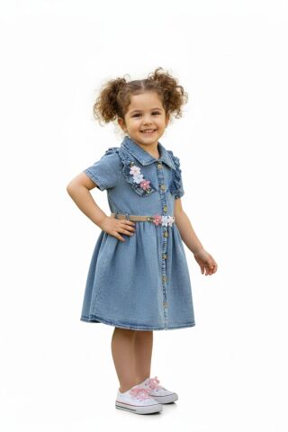 Kız Çocuk Kot Elbise BGL-ST05203 MAVİ - 6 YAŞ