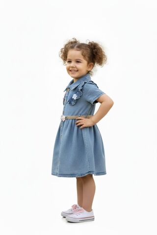 Kız Çocuk Kot Elbise BGL-ST05203 MAVİ - 6 YAŞ