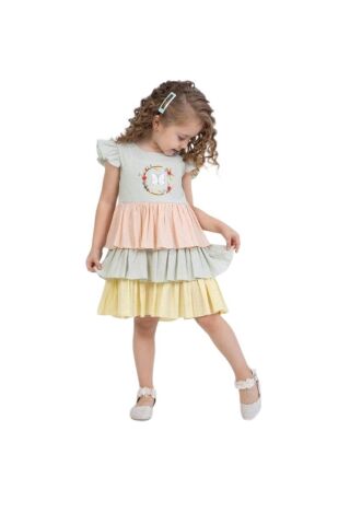Kız Çocuk Fırfırlı Elbise BGL-ST04443 YEŞİL - 2 YAŞ