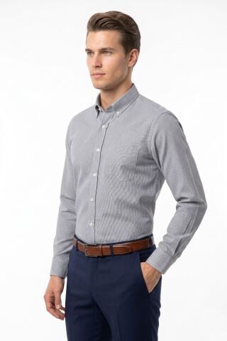 Erkek Büyük Beden Klasik Tek Cepli Uzun Kol Gömlek 4069 BGL-ST05529 LACİVERT - 6XL