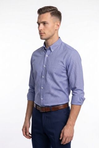 Erkek Büyük Beden Klasik Tek Cepli Uzun Kol Gömlek 4069 BGL-ST05529 LACİVERT - 6XL