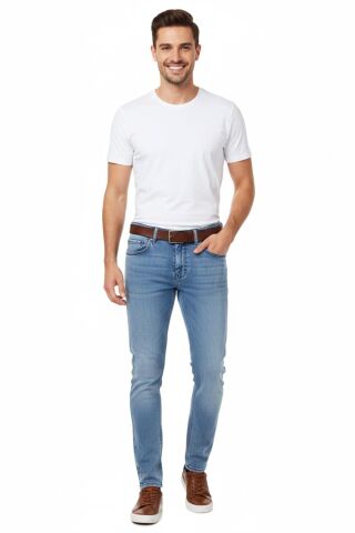 Erkek Silim Fit Jeans Model Pantolon 310 BGL-ST04976 BUZ.MAVİ - 34
