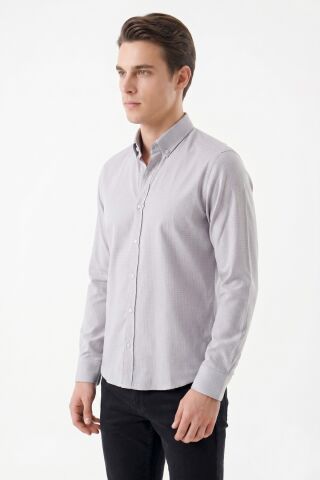 Erkek Spor Slim Fitt Uzun Kol  Gömlek BGL-ST05441 A.GRİ - M