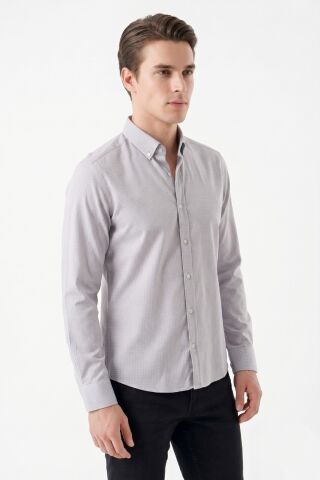 Erkek Spor Slim Fitt Uzun Kol  Gömlek BGL-ST05441 A.GRİ - M