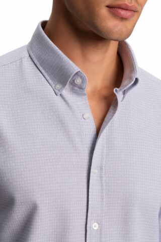 Erkek Spor Slim Fitt Uzun Kol  Gömlek BGL-ST05441 A.GRİ - M