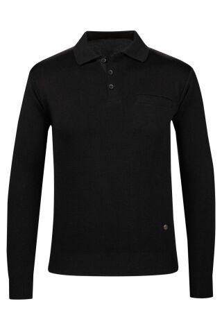 Erkek Polo Yaka Cepli Sweatshirt  6857 BGL-ST04024 SİYAH - XL