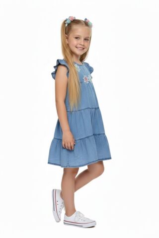 Kız Çocuk Kot Elbise BGL-ST05200 MAVİ - 6 YAŞ