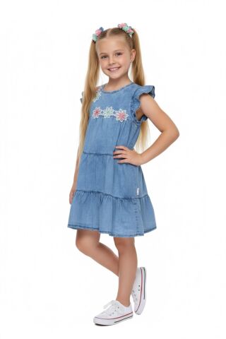Kız Çocuk Kot Elbise BGL-ST05200 MAVİ - 8 YAŞ