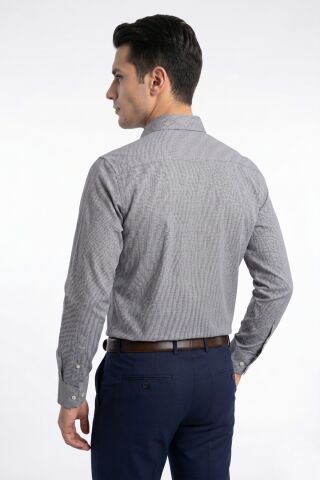 Erkek Büyük Beden Klasik Tek Cepli Uzun Kol Gömlek 4069 BGL-ST05529 GRİ - 5XL