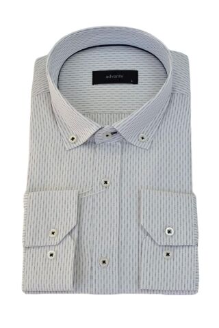 Erkek Klasik Uzun Kol Çizğili Gömlek BGL-ST03510 GRİ - S