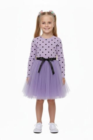 Kız Çocuk Puantiyeli Tütülü Elbise BGL-ST05204