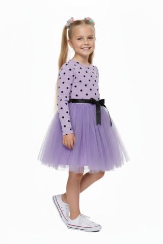 Kız Çocuk Puantiyeli Tütülü Elbise BGL-ST05204