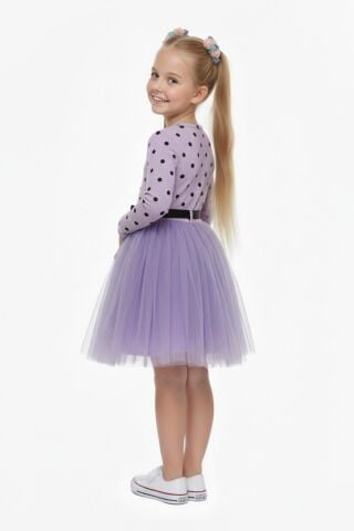 Kız Çocuk Puantiyeli Tütülü Elbise BGL-ST05204