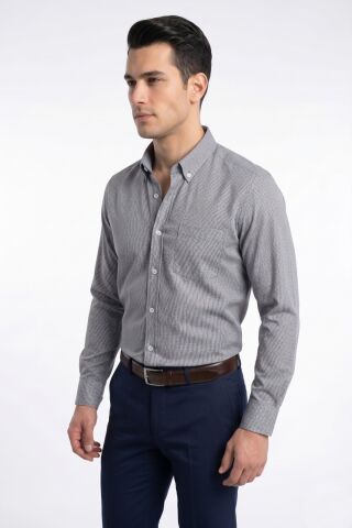 Erkek Büyük Beden Klasik Tek Cepli Uzun Kol Gömlek 4069 BGL-ST05529 LACİVERT - 4XL