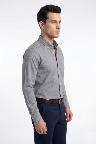 Erkek Büyük Beden Klasik Tek Cepli Uzun Kol Gömlek 4069 BGL-ST05529 LACİVERT - 4XL