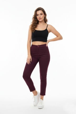 Kadın Bordo Kanvas Bilek Pantolon 239-004718-1020