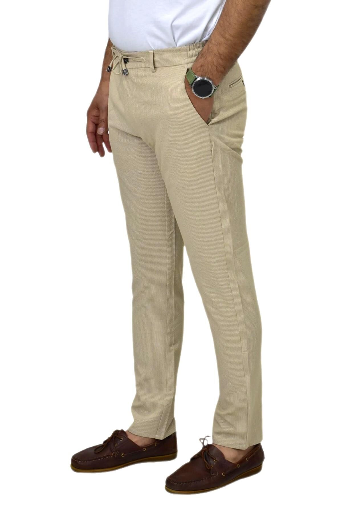 Erkek Bej Rengi Jogger Lastikli Pantolon 1920 BGL-ST04419 BEJ - 48