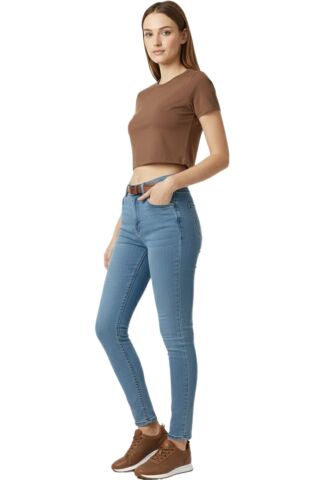 Kadın Yüksek Bel Jeans Dar Paça Pantolon 2248 BGL-ST02900 MAVİ - 32/32