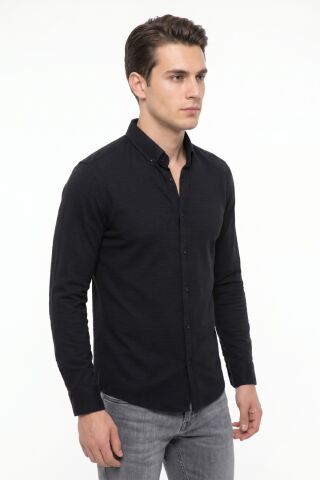 Erkek Spor Slim Fitt Uzun Kol  Gömlek BGL-ST05441 SİYAH - M