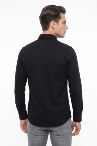 Erkek Spor Slim Fitt Uzun Kol  Gömlek BGL-ST05441 SİYAH - M