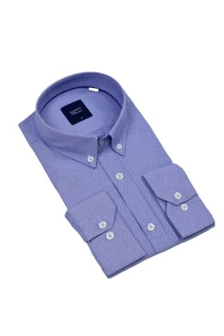 Erkek Büyük Beden Klasik Tek Cepli Uzun Kol Gömlek 4069 BGL-ST05529 MAVİ - 5XL