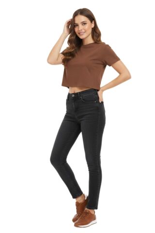 Kadın Yüksek Bel Jeans Dar Paça Pantolon 2248 BGL-ST02900 FÜME - 30/32