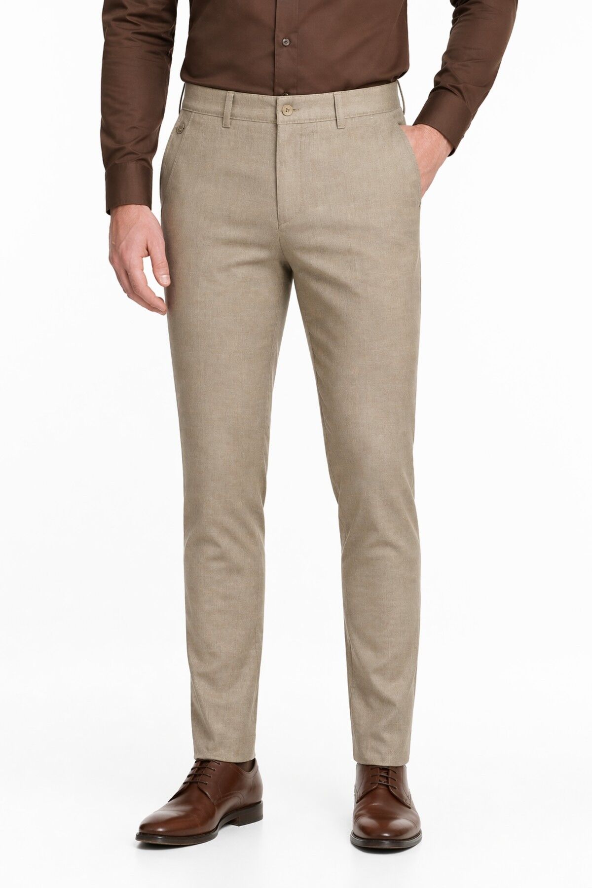 Erkek Silim Fit Spor Kumaş Pantolon BGL-ST05390 BEJ - 32