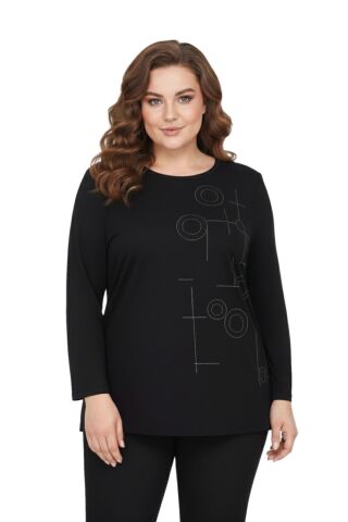 Kadın Siyah Sıfır Yaka Taşlı Bluz BGL-ST05154