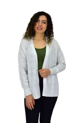 Kadın Triko Simli Mevsimlik Hırka Baklava Desen BGL-ST04669