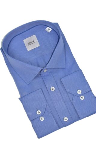 Erkek Büyük Beden Klasik Tek Cepli Uzun Kol Gömlek 3856 BGL-ST05531 MAVİ - 6XL