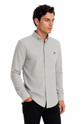 Erkek Spor Slim Fitt Uzun Kol  Gömlek BGL-ST05438 A.GRİ - S