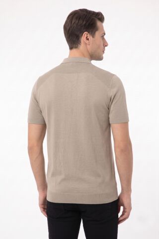 Erkek Polo Yaka Düğmeli Kısa Kollu Tişört Klasik Kalıp BGL-ST05546 BEJ - 2XL