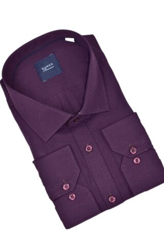 Erkek Büyük Beden Klasik Tek Cepli Uzun Kol Gömlek 3856 BGL-ST05531 MÜRDÜM - 5XL