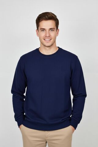 Erkek Büyük Beden Sıfır Yaka Selanik Sweatshirt BGL-ST04871