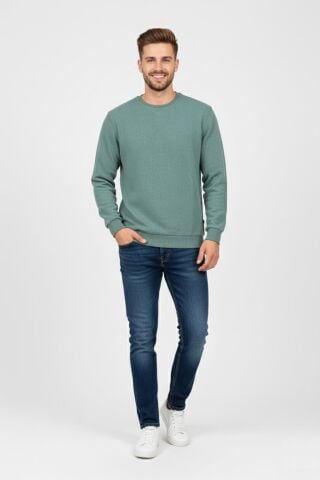 Erkek Büyük Beden Sıfır Yaka Selanik Sweatshirt BGL-ST04871