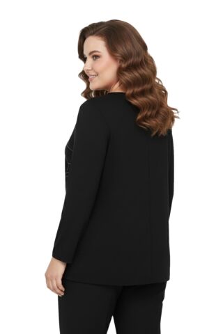 Kadın Siyah Sıfır Yaka Taşlı Bluz BGL-ST05154 SİYAH - 2XL