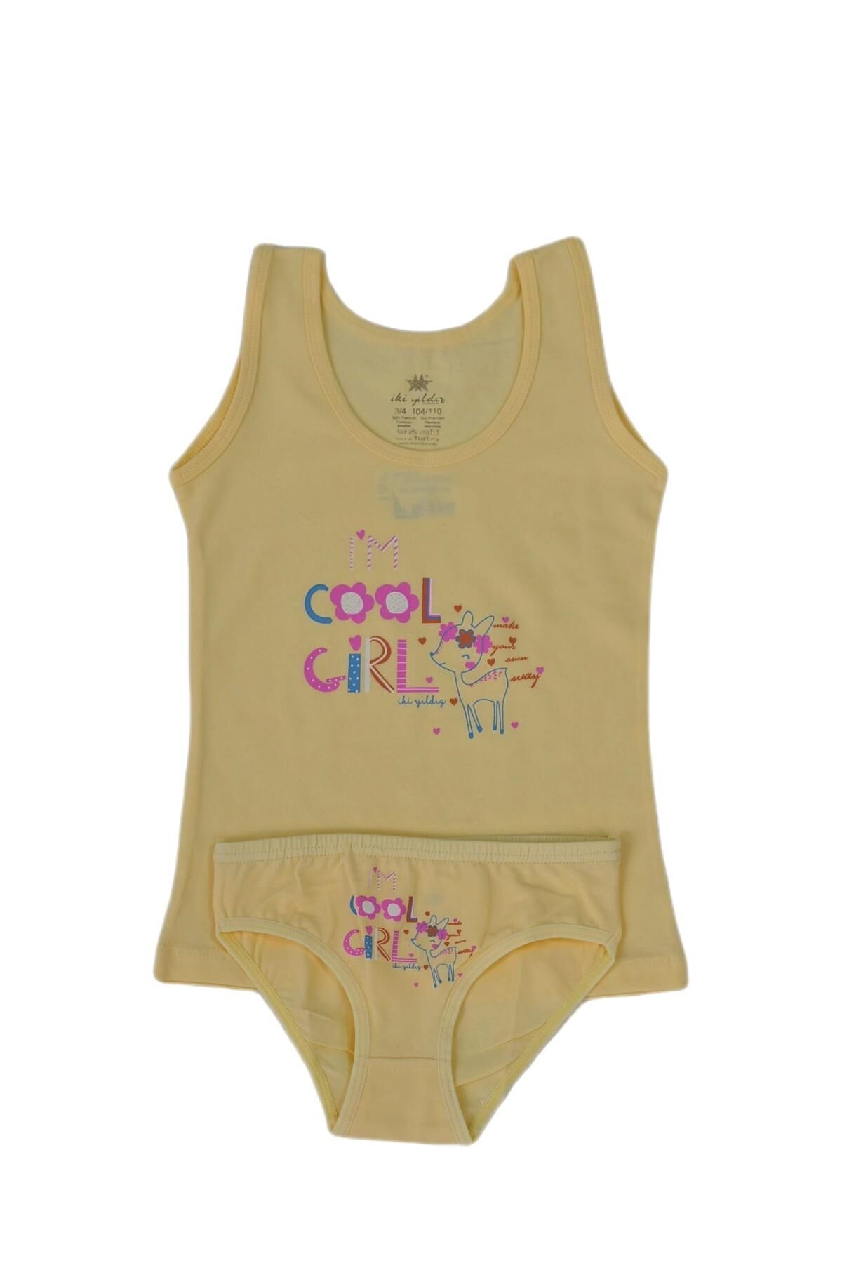 Kız Çocuk Cool Baskılı Atlet Külot Takım 8623 BGL-ST03484 SARI - 7 YAŞ